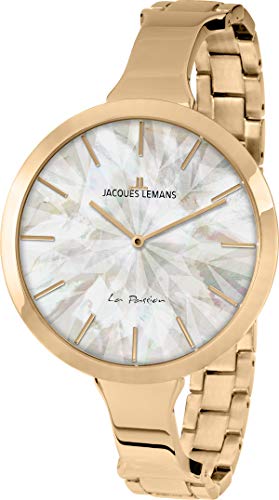 JACQUES LEMANS Damenuhr La Passion Metallband massiv Edelstahl ip-Gold 1-2032G von JACQUES LEMANS
