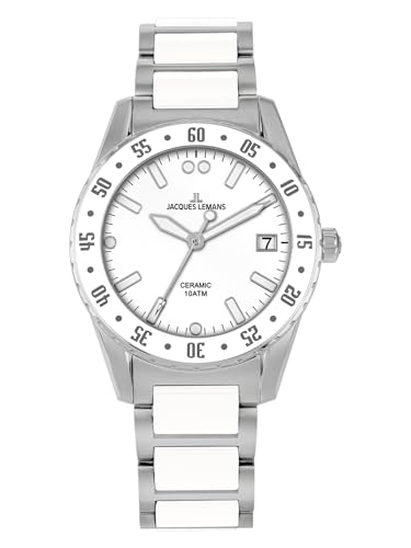 JACQUES LEMANS Damenuhr Liverpool Massiv Edelstahl/High-Tech-Ceramic massiv Edelstahl 42-12J von JACQUES LEMANS