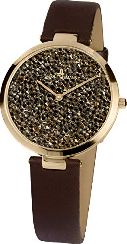 JACQUES LEMANS Damenuhr Milano Lederband massiv Edelstahl ip-Gold 1-2035E von JACQUES LEMANS