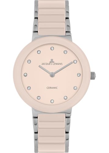 JACQUES LEMANS Damenuhr Monaco Keramik Zirkonia 34 MM 10 ATM mit Edelstahlband 42-7ZA von JACQUES LEMANS