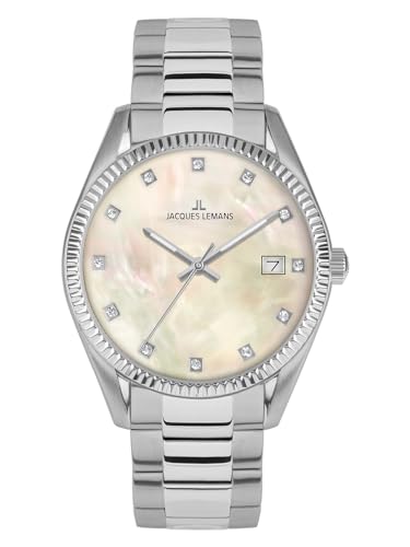 JACQUES LEMANS Damen-Uhren Analog Quarz One Size, Silber 32027257 von JACQUES LEMANS