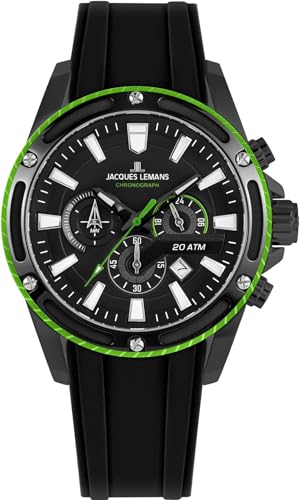 JACQUES LEMANS Herren Analog Quarz Uhr mit Edelstahl Armband mid-39596 von JACQUES LEMANS