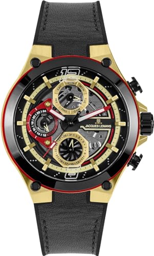 JACQUES LEMANS Herren Analog Quarz Uhr mit Edelstahl Armband mid-39606 von JACQUES LEMANS
