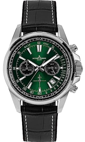 JACQUES LEMANS Herren-Armbanduhr Chronograph Liverpool Schwarz/Grün 1-2117T von JACQUES LEMANS