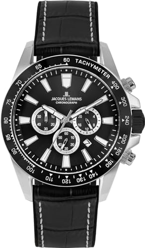 JACQUES LEMANS Herren-Armbanduhr Chronograph Liverpool Schwarz 1-2140A von JACQUES LEMANS