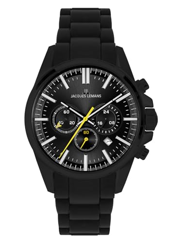 JACQUES LEMANS Herren-Uhren Analog Quarz One Size Schwarz 32016880 von JACQUES LEMANS