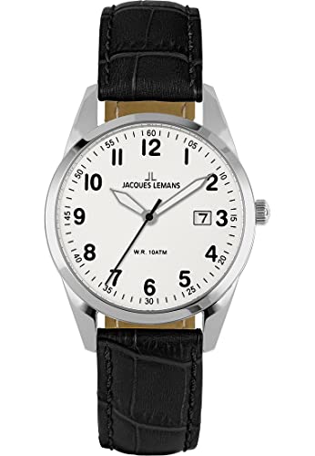 JACQUES LEMANS Herren-Uhren Analog Quarz One Size Weiß 32023319 von JACQUES LEMANS