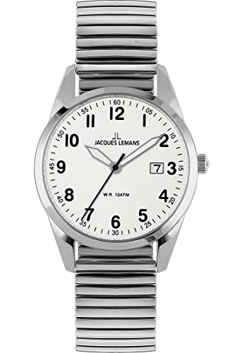 JACQUES LEMANS Herren-Uhren Analog Quarz One Size Weiß 32023320 von JACQUES LEMANS