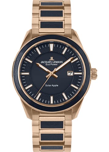 JACQUES LEMANS Herrenuhr, Eco Power Uhren Männer, Chronograph und Armband aus massivem Edelstahl - Rosé beschichtet mit Apple-Skin, Herrenuhr großes Ziffernblatt, Model 1-2116F, Herrenuhr groß JACQUES LEMANS Herrenuhr, Eco Power Uhren Männer, Chronograph und Armband aus massivem Edelstahl - Rosé beschichtet mit Apple-Skin, Herrenuhr großes Ziffernblatt, Model 1-2116F, Herrenuhr groß von JACQUES LEMANS