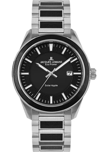 JACQUES LEMANS Herrenuhr, Eco Power Uhren Männer, Chronograph und Armband aus massivem Edelstahl mit Apple-Skin, Herrenuhr großes Ziffernblatt - Suit for Men, Model 1-2116D, Arm Herrenuhr groß JACQUES LEMANS Herrenuhr, Eco Power Uhren Männer, Chronograph und Armband aus massivem Edelstahl mit Apple-Skin, Herrenuhr großes Ziffernblatt - Suit for Men, Model 1-2116D, Arm Herrenuhr groß von JACQUES LEMANS