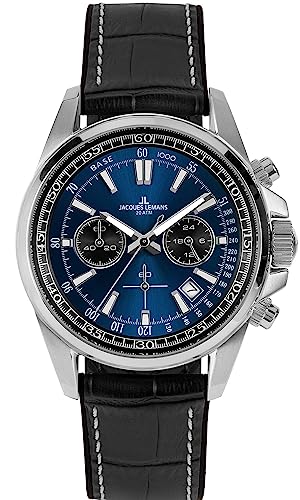 JACQUES LEMANS Herrenuhr Chronograph Liverpool Schwarz/Blau 1-2117S von JACQUES LEMANS