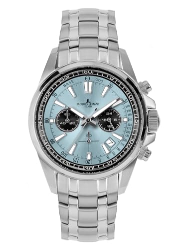 JACQUES LEMANS Herrenuhr Chronograph Liverpool Stahl/Hellblau 1-2117ZB von JACQUES LEMANS