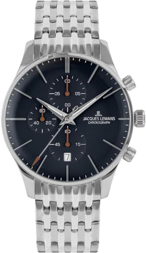 JACQUES LEMANS Herrenuhr Chronograph London Stahl/Nachtblau 1-2163H von JACQUES LEMANS