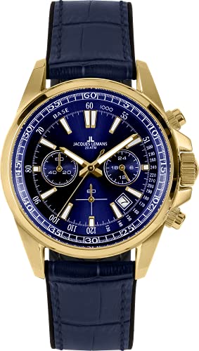 JACQUES LEMANS Herrenuhr Chronograph Ziffernblatt mit Sonnenschliff 1-2117G von JACQUES LEMANS