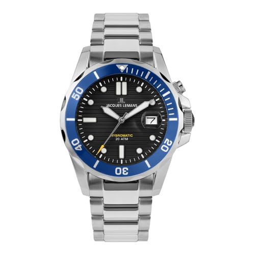 JACQUES LEMANS Herrenuhr Hybromatic Metallband massiv Edelstahl 1-2170J von JACQUES LEMANS