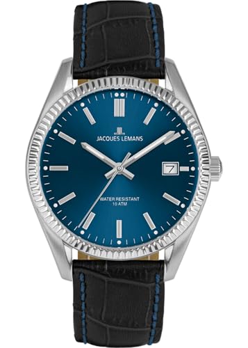 JACQUES LEMANS Herrenuhr 'Jubiläums Kollektion' Derby 40 MM 10 ATM Datum mit Lederband 50-3R von JACQUES LEMANS