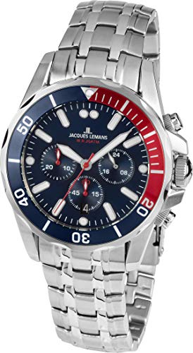 JACQUES LEMANS Herrenuhr Liverpool massiv Edelstahl Chronograph 1-1907Z von JACQUES LEMANS