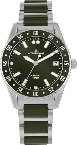 JACQUES LEMANS Herrenuhr Liverpool Massiv Edelstahl/High-Tech-Ceramic massiv Edelstahl 42-10C von JACQUES LEMANS