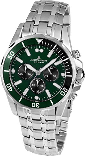 JACQUES LEMANS Herrenuhr Liverpool massiv Edelstahl Chronograph 1-1907Z von JACQUES LEMANS