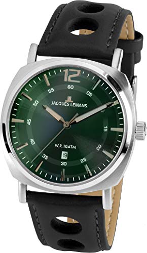 JACQUES LEMANS Herrenuhr Lugano Lederarmband massiv Edelstahl 1-1943J von JACQUES LEMANS