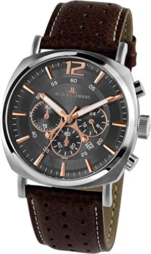 JACQUES LEMANS Herrenuhr Lugano Lederarmband massiv Edelstahl Chronograph 1-1645.1H JACQUES LEMANS Herrenuhr Lugano Lederarmband massiv Edelstahl Chronograph 1-1645.1H von JACQUES LEMANS