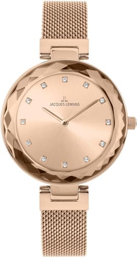 JACQUES LEMANS Damenuhr Milano massiv Edelstahl Swarovskisteine 1-2139D von JACQUES LEMANS