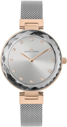 JACQUES LEMANS Damenuhr Milano massiv Edelstahl Swarovskisteine 1-2139H von JACQUES LEMANS