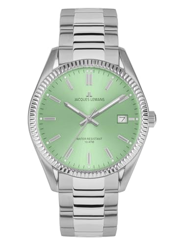JACQUES LEMANS Herren-Uhren Analog Quarz One Size, Grün, Silber 32027253 von JACQUES LEMANS
