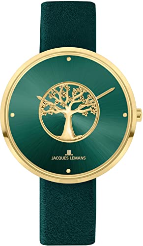 Jacques Lemans Damenuhr Design 1-2092J Lebensbaum, Leder grün von JACQUES LEMANS