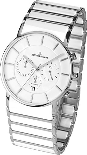 Jacques Lemans Herren Analog Quarz Uhr mit Keramik Armband 1-1815B von JACQUES LEMANS