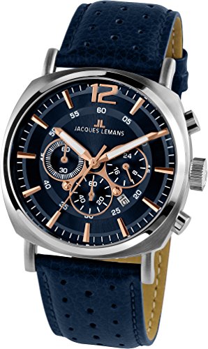 Jacques Lemans Herren Analog Quarz Uhr mit Leder Armband 1-1645I von JACQUES LEMANS