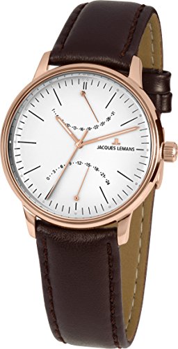 Jacques Lemans Herren Analog Quarz Uhr mit Leder Armband N-218D von JACQUES LEMANS