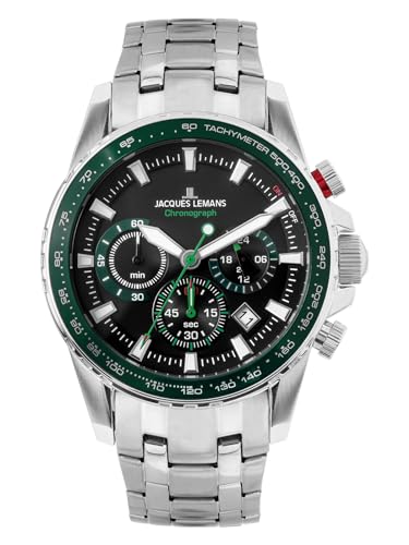 JACQUES LEMANS Herren-Chronograph Liverpool Stahl/Grün 1-2099F von JACQUES LEMANS