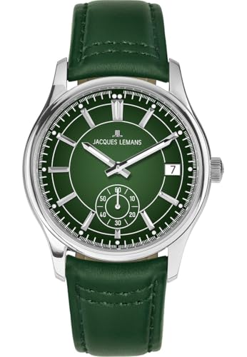 JACQUES LEMANS Herren-Uhren Analog Quarz One Size, Grün 32030401 von JACQUES LEMANS