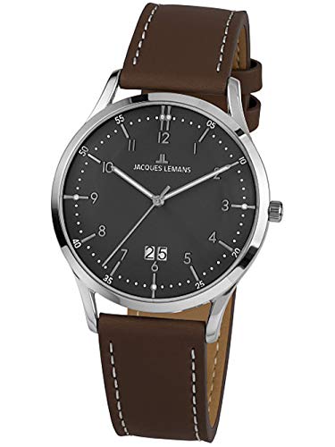 Jacques Lemans Herren-Uhren Analog Quarz One Size Dunkelbraun 32016514 von JACQUES LEMANS