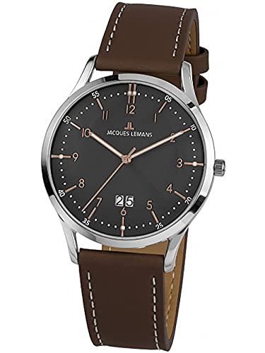 Jacques Lemans Herren-Uhren Analog Quarz One Size Dunkelbraun 32017054 von JACQUES LEMANS