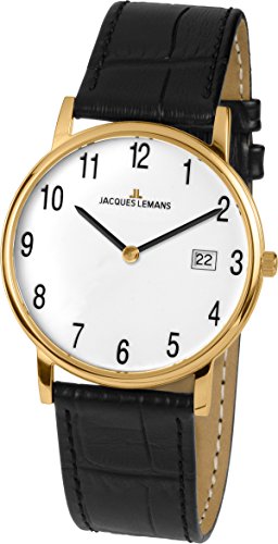 Jacques Lemans Unisex Analog Quarz Uhr mit Leder Armband 1-1848D von JACQUES LEMANS