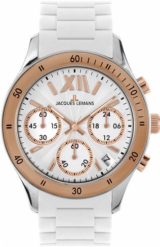 Jacques Lemans Unisex-Uhr Chronograph Quarz mit Silikonarmband – 1-1586R von JACQUES LEMANS