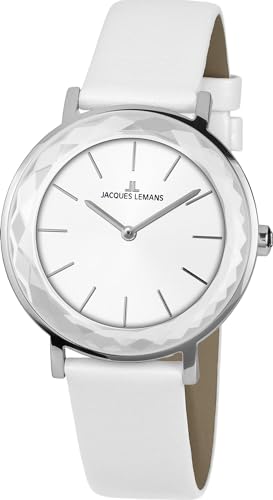 JACQUES LEMANS Damen-Uhren Analog Quarz One Size Weiß 32016503 von JACQUES LEMANS