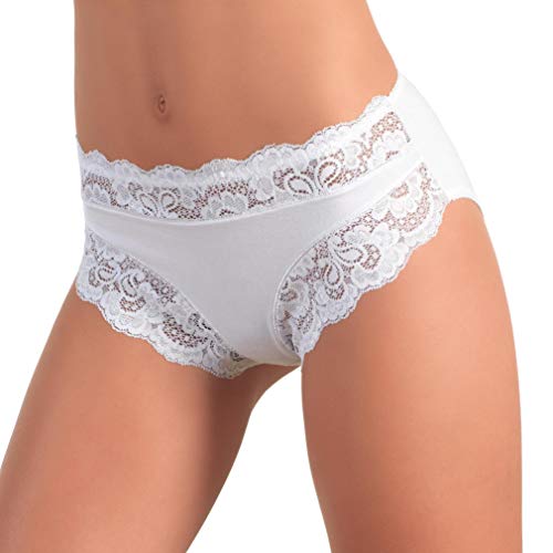 JADEA 3 oder 6 Slips 742 Schwarz Damenunterwäsche, 6 Stück weiß, M von JADEA