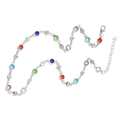 JADEWaa Bunte Glashalskette für Damen, Metall-Schlüsselbeinkette, Partyschmuck, modischer Körperschmuck, Metallstruktur für jeden Anlass, 45 cm, Metall JADEWaa Bunte Glashalskette für Damen, Metall-Schlüsselbeinkette, Partyschmuck, modischer Körperschmuck, Metallstruktur für jeden Anlass, 45 cm, Metall von JADEWaa