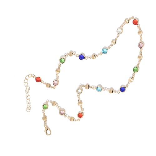 JADEWaa Bunte Glashalskette für Damen, Metall-Schlüsselbeinkette, Partyschmuck, modischer Körperschmuck, Metallstruktur für jeden Anlass, 80 cm, Metall JADEWaa Bunte Glashalskette für Damen, Metall-Schlüsselbeinkette, Partyschmuck, modischer Körperschmuck, Metallstruktur für jeden Anlass, 80 cm, Metall von JADEWaa