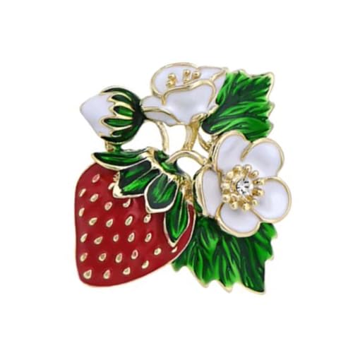 JADEWaa Glitzernde Strass-Brosche mit Erdbeere, modische Anstecknadel, Obst-Brustnadel, handgefertigter Schmuck für Damen und Herren JADEWaa Glitzernde Strass-Brosche mit Erdbeere, modische Anstecknadel, Obst-Brustnadel, handgefertigter Schmuck für Damen und Herren von JADEWaa