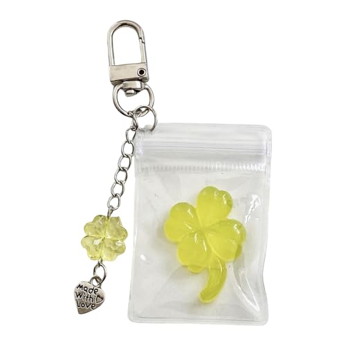 JADEWaa Schlüsselanhänger aus Kunstharz, vierblättriges Kleeblatt, stilvoller Handy-Anhänger für Damen und Jugendliche, weiches und leichtes Accessoire JADEWaa Schlüsselanhänger aus Kunstharz, vierblättriges Kleeblatt, stilvoller Handy-Anhänger für Damen und Jugendliche, weiches und leichtes Accessoire von JADEWaa