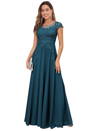 JAEDEN Abendkleider Chiffon Lang Brautmutterkleider Elegant Spitze Hochzeitsgast Maxikleid Teal 42 JAEDEN Abendkleider Chiffon Lang Brautmutterkleider Elegant Spitze Hochzeitsgast Maxikleid Teal 42 von JAEDEN