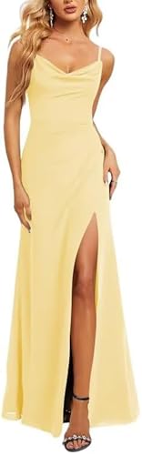 JAEDEN Abendkleider Wasserfallausschnitt A-Linie Brautjungfernkleider Spaghettiträger Abend Partykleid Hellgelb 40 JAEDEN Abendkleider Wasserfallausschnitt A-Linie Brautjungfernkleider Spaghettiträger Abend Partykleid Hellgelb 40 von JAEDEN