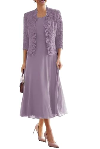 JAEDEN Brautmutterkleid mit Jacke 2 Teiler Mutter der Braut Kleider Damen Formelle Abendkleider Wadenlang Mauve 52 JAEDEN Brautmutterkleid mit Jacke 2 Teiler Mutter der Braut Kleider Damen Formelle Abendkleider Wadenlang Mauve 52 von JAEDEN