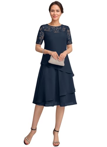 JAEDEN Brautmutterkleider für Hochzeit Knielang Spitze Abendkleid A-Linie Mutter Der Braut Kleider Marineblau 50 JAEDEN Brautmutterkleider für Hochzeit Knielang Spitze Abendkleid A-Linie Mutter Der Braut Kleider Marineblau 50 von JAEDEN