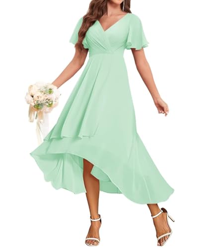 JAEDEN Hochzeitsgast Kleid Damen V Ausschnitt Abendkleider Festlich Chiffon Brautjungfernkleider Knielang Mintgrün 44 JAEDEN Hochzeitsgast Kleid Damen V Ausschnitt Abendkleider Festlich Chiffon Brautjungfernkleider Knielang Mintgrün 44 von JAEDEN