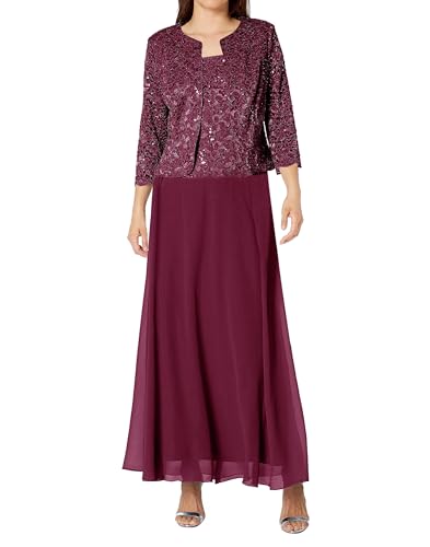 JAEDEN Mutter der Braut Kleider 3 Teilig Hochzeitsgast Kleid Spitze Brautmutterkleid mit Jacke Burgund 38 von JAEDEN